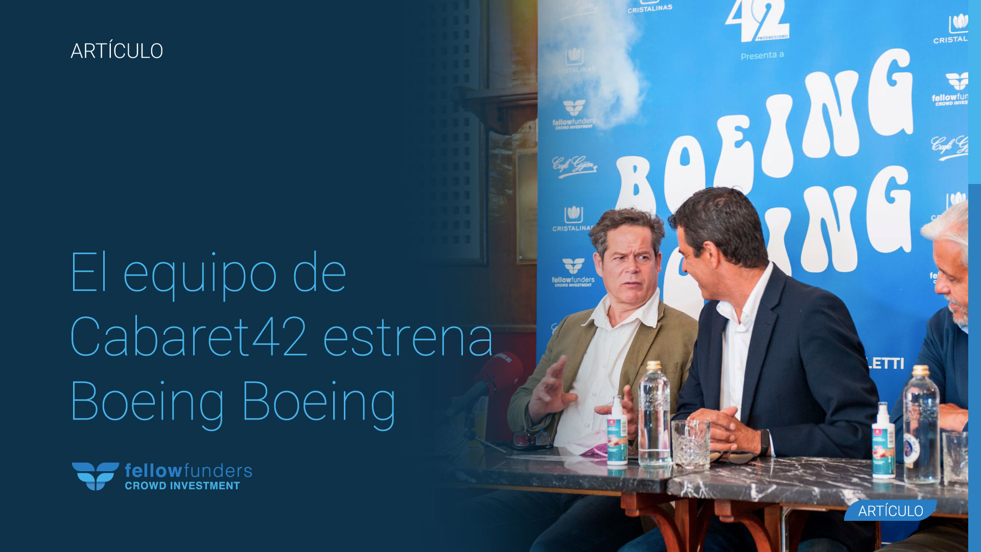 El equipo de Cabaret 42 ‘bautiza’ su obra debut, “Boeing Boeing”, en el Café Gijón de Madrid